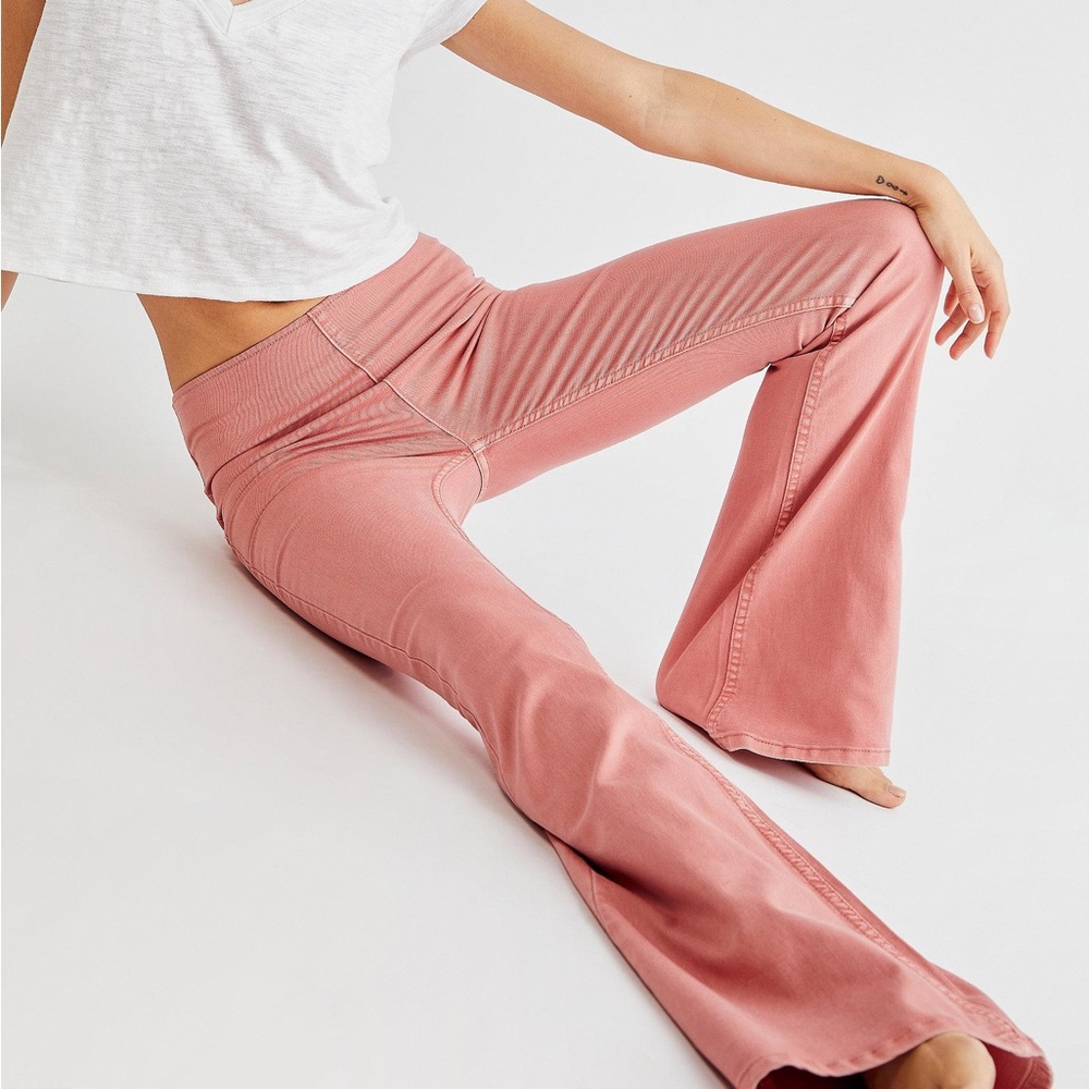 Pink Free People flare jeans